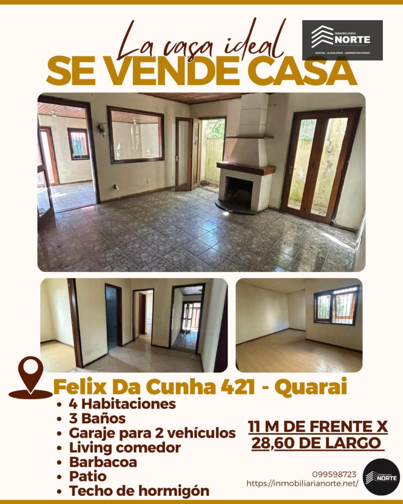 Casas en Félix Da Cunha 421 ciudad de Quaraí- Brasil – Venta